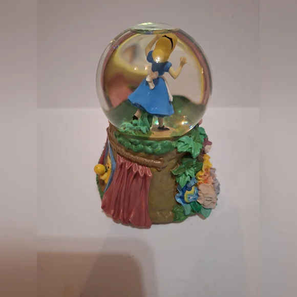 RARE, Enesco, Disney Alice in Wonderland Musical Double Snow Globe Music Works!